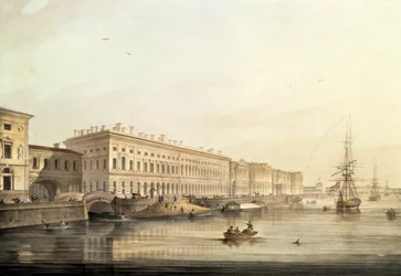 Vista do aterro do palácio, gravado por Karl Petrovich Beggrov (1799-1875), 1826 (lito com wc)
